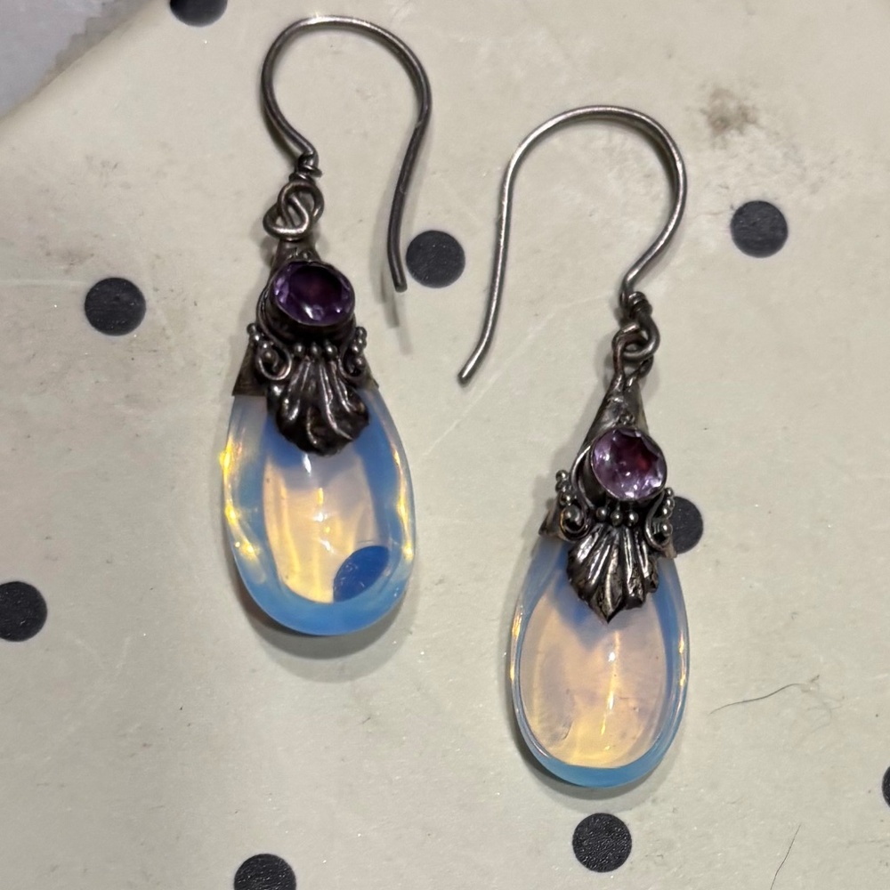 Real Gemstone Drop Earrings